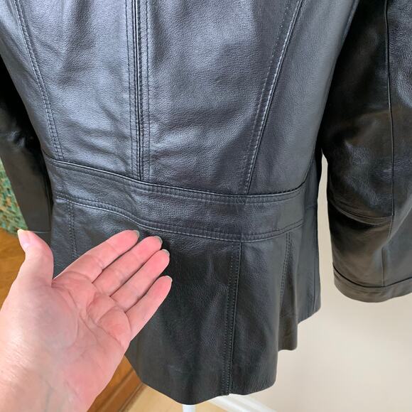 Vintage East 5th Petite Size PXL Women's Leather Jacket Black Button Front - Picture 7 of 10